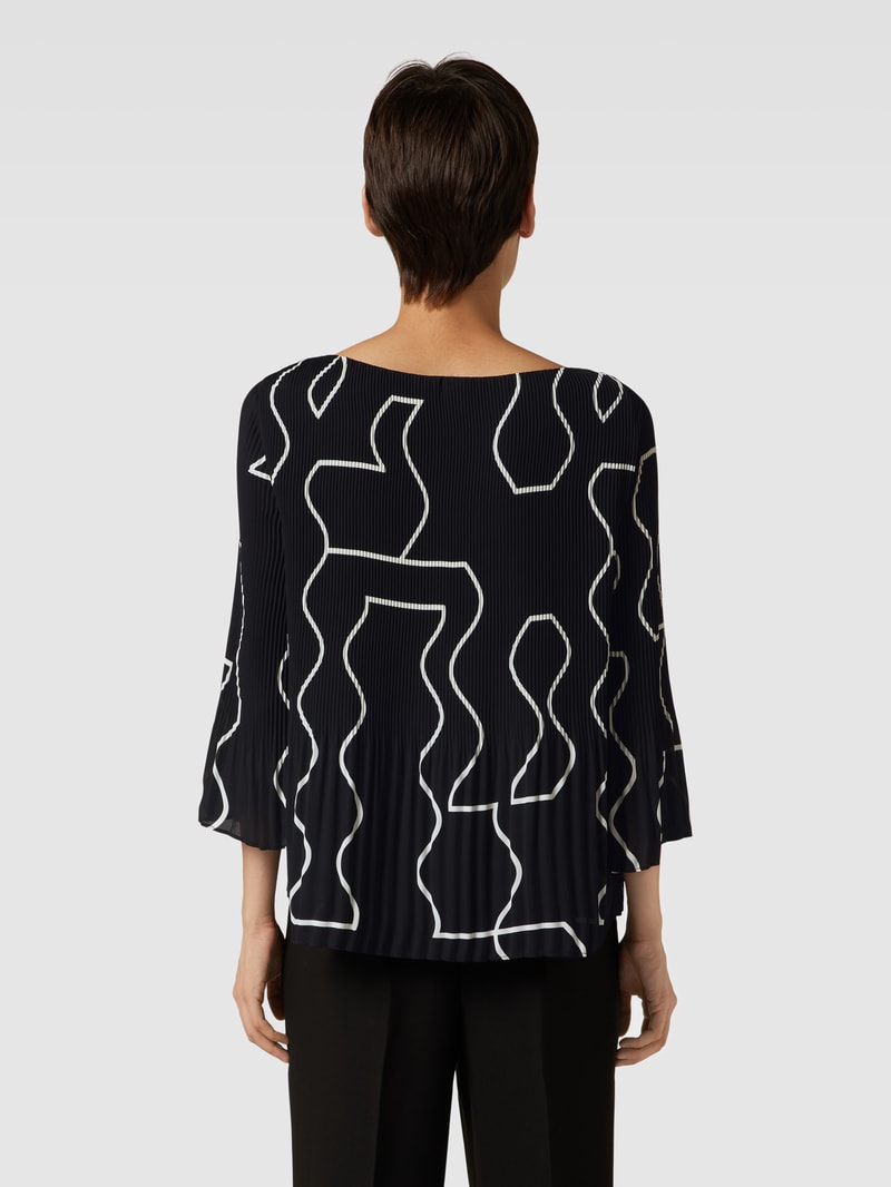 Bluse mit Plisseefalten in schwarz