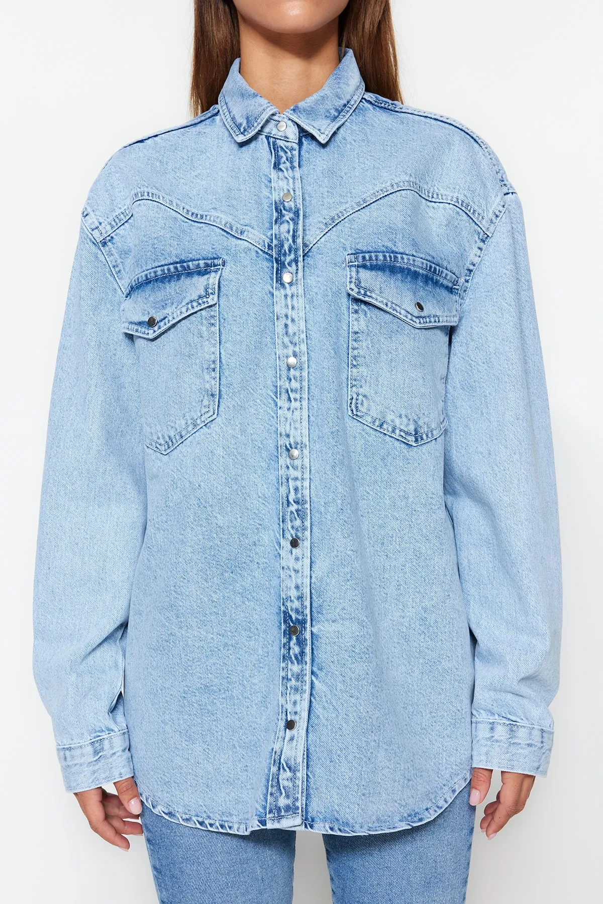 Trendyol Collection  Hemd - Blau - Oversized