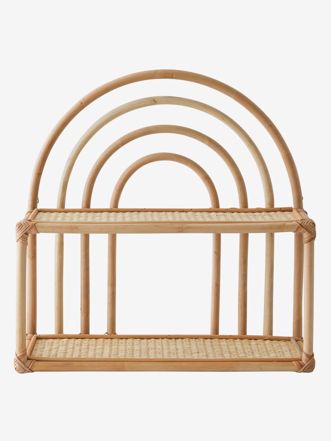 Vertbaudet Kinderzimmer Wandregal aus Rattan BOHO, 2 Regalböden - natur/regenbogen