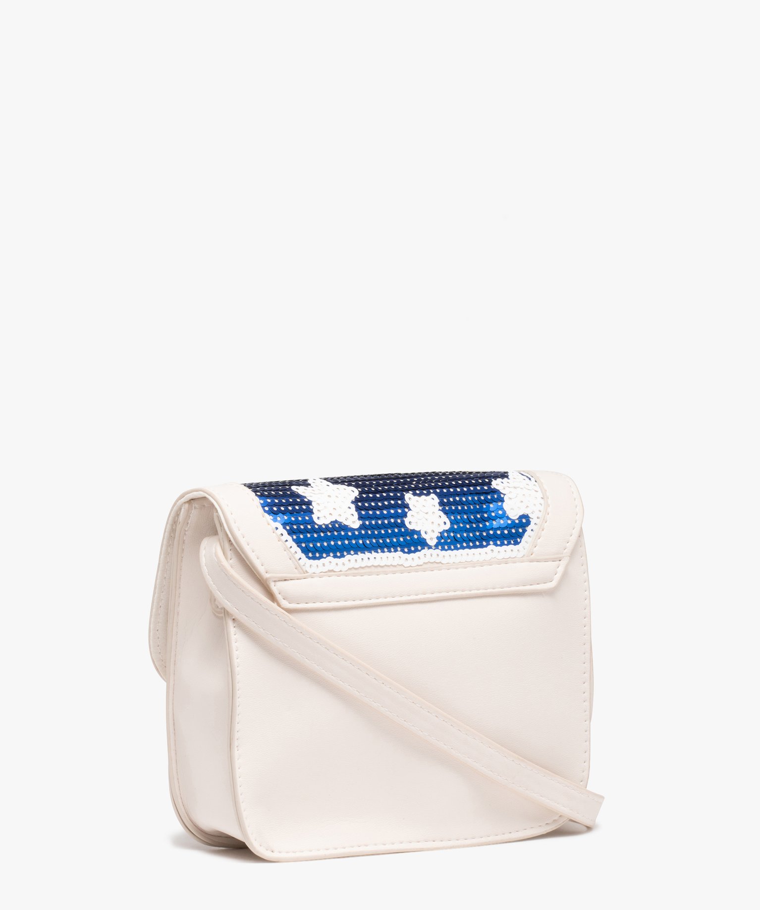 Sac fille avec rabat en sequins brodés motifs étoiles blanc | GEMO