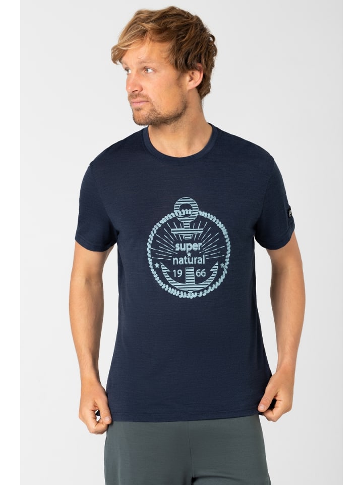 super.natural Merino T-Shirt M LEVANTE TEE in blau günstig kaufen S