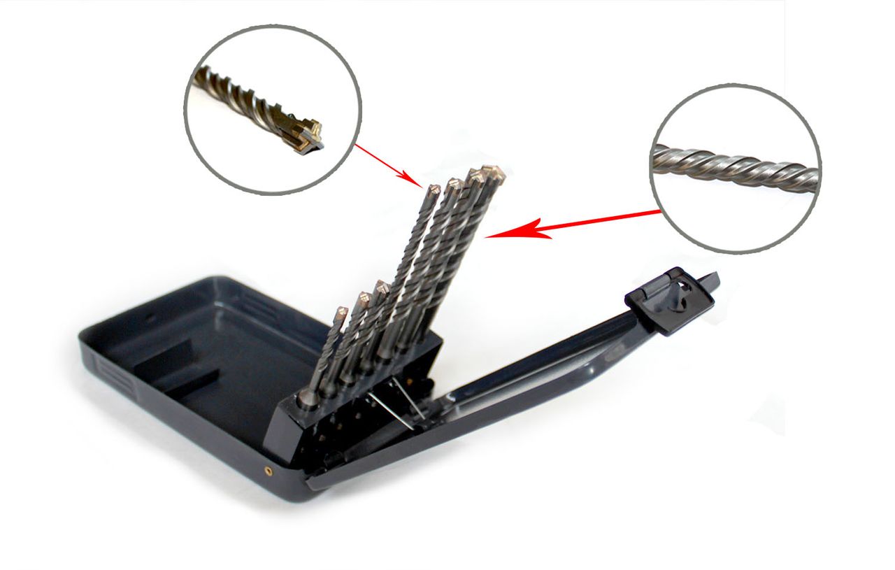 Vago-Tools Bohrer SDS Plus 7 tlg Set doppelter Wendel  Kreuz Quadro