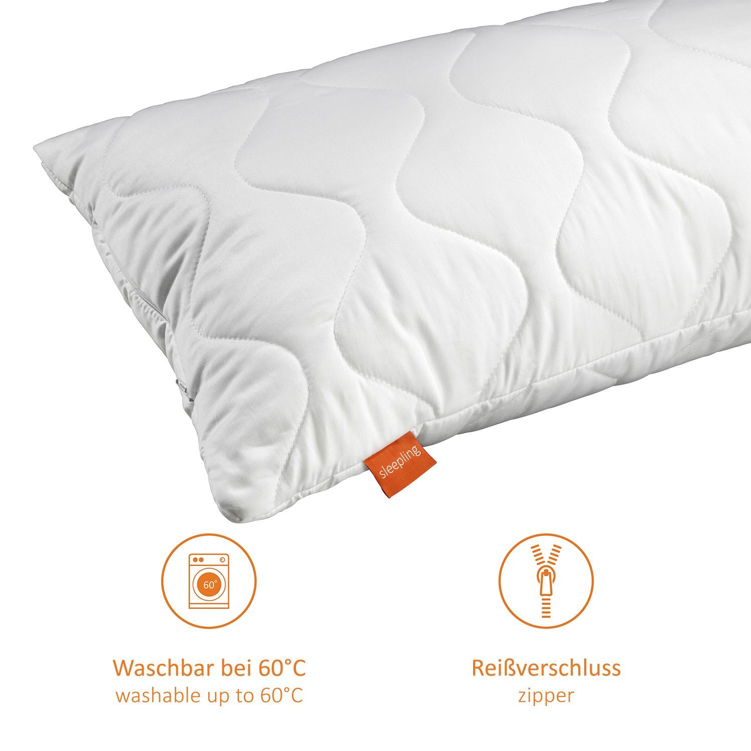 sleepling Seitenschläferkissen Seitenschläferkissen Stillkissen Bodypillow, Füllmengengarantie
