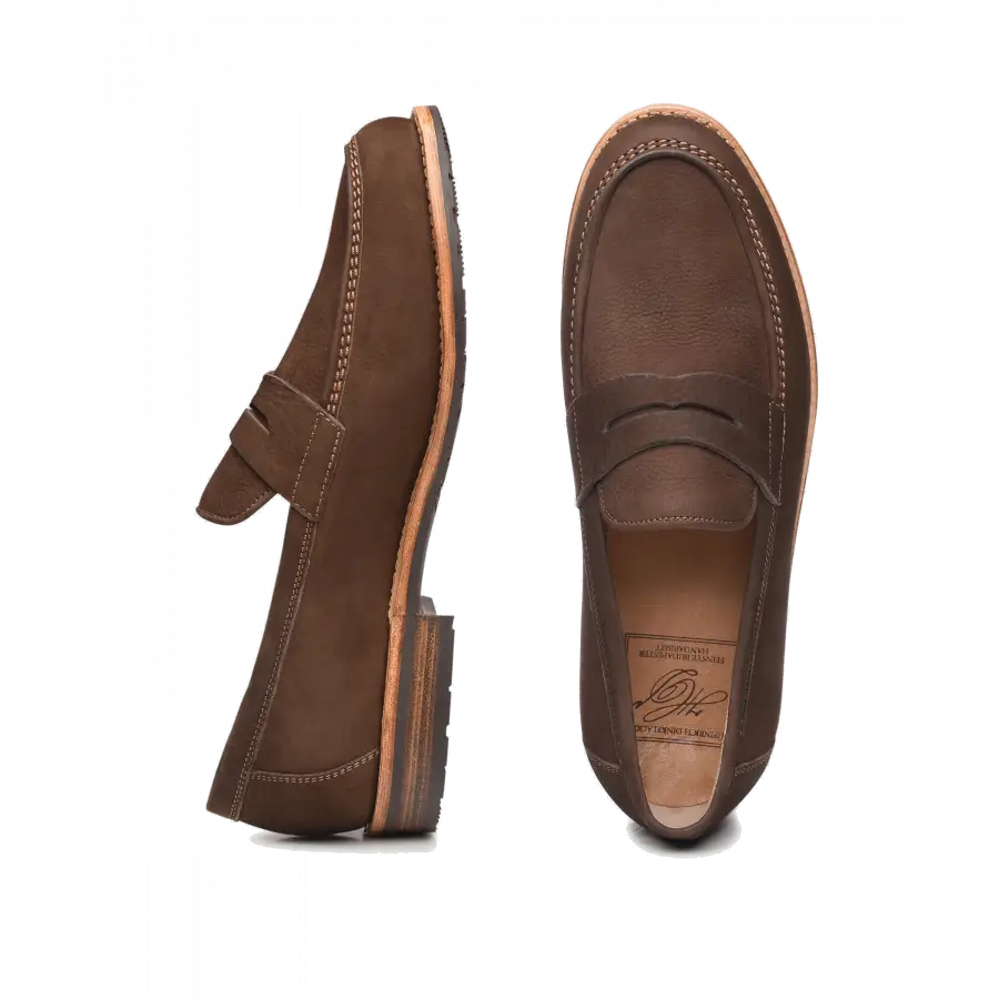 Heinrich Dinkelacker - Loafer WIEN PLAIN BD Nubukleder - braun
