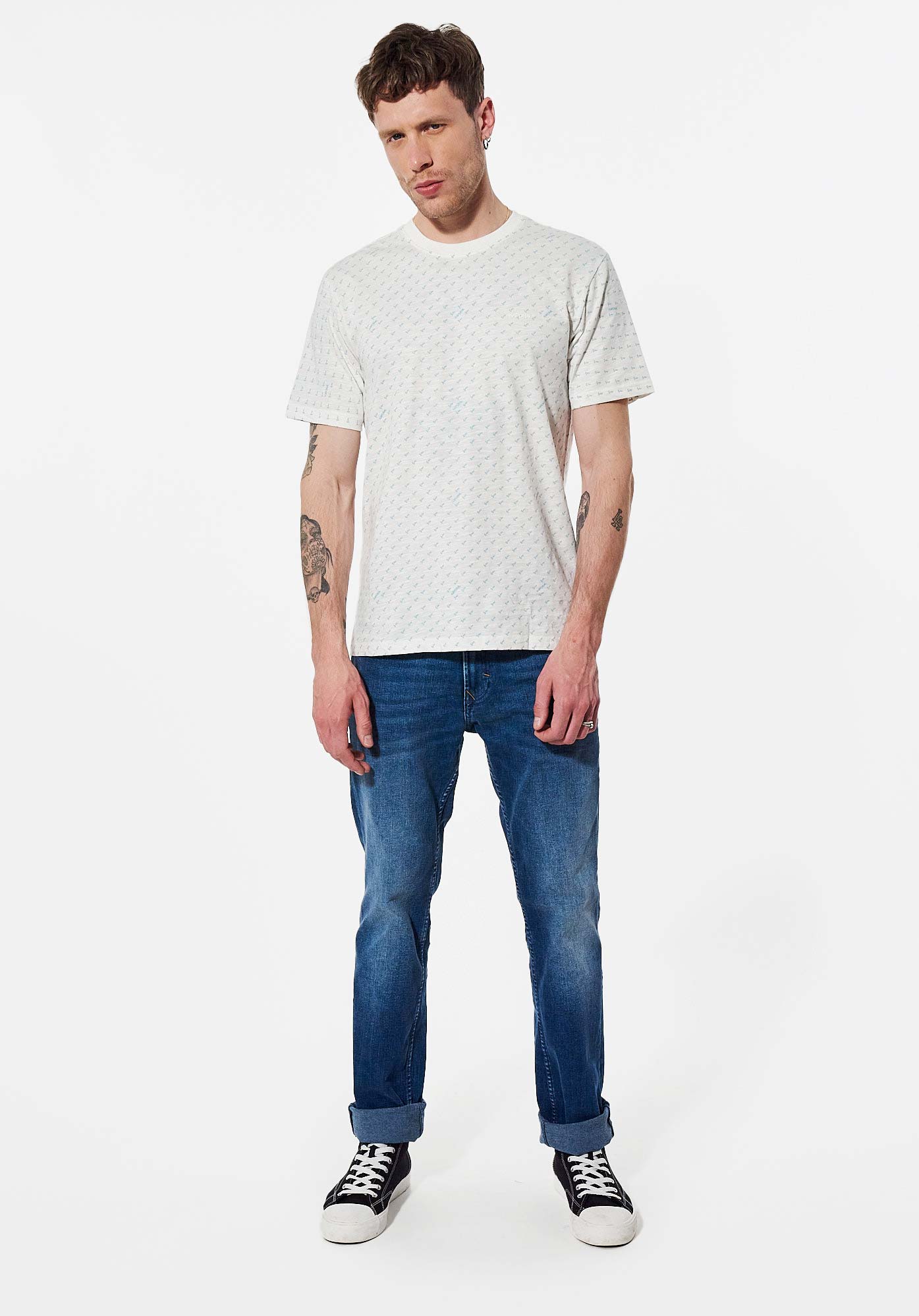 PEDRO  T-shirt blanc logo all over Homme en 100% coton bio