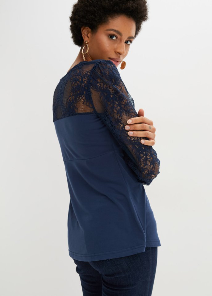 Langarmshirt mit Spitze