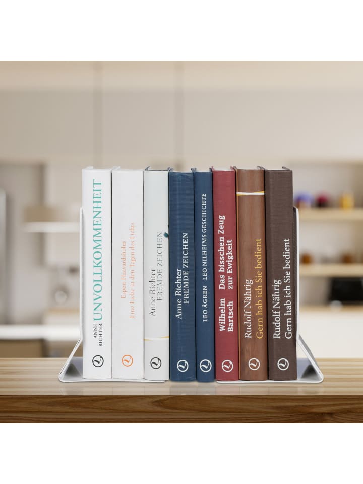 relaxdays 2 x Buchstütze in Weiß - (B)13,5 x (H)17 x (T)10,5 cm günstig kaufen onesize