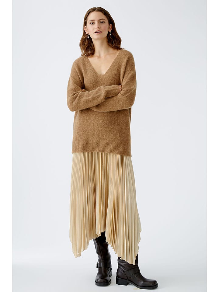 Oui Plisseerock in Beige günstig kaufen