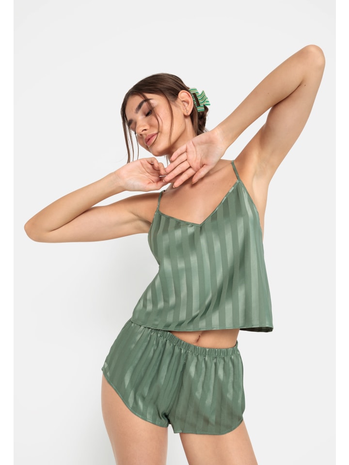 LSCN BY LASCANA Shorty in dunkles Tannengrün gestreift günstig kaufen