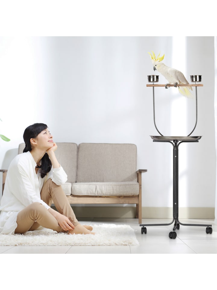 relaxdays Papageien Freisitz in Silber günstig kaufen onesize