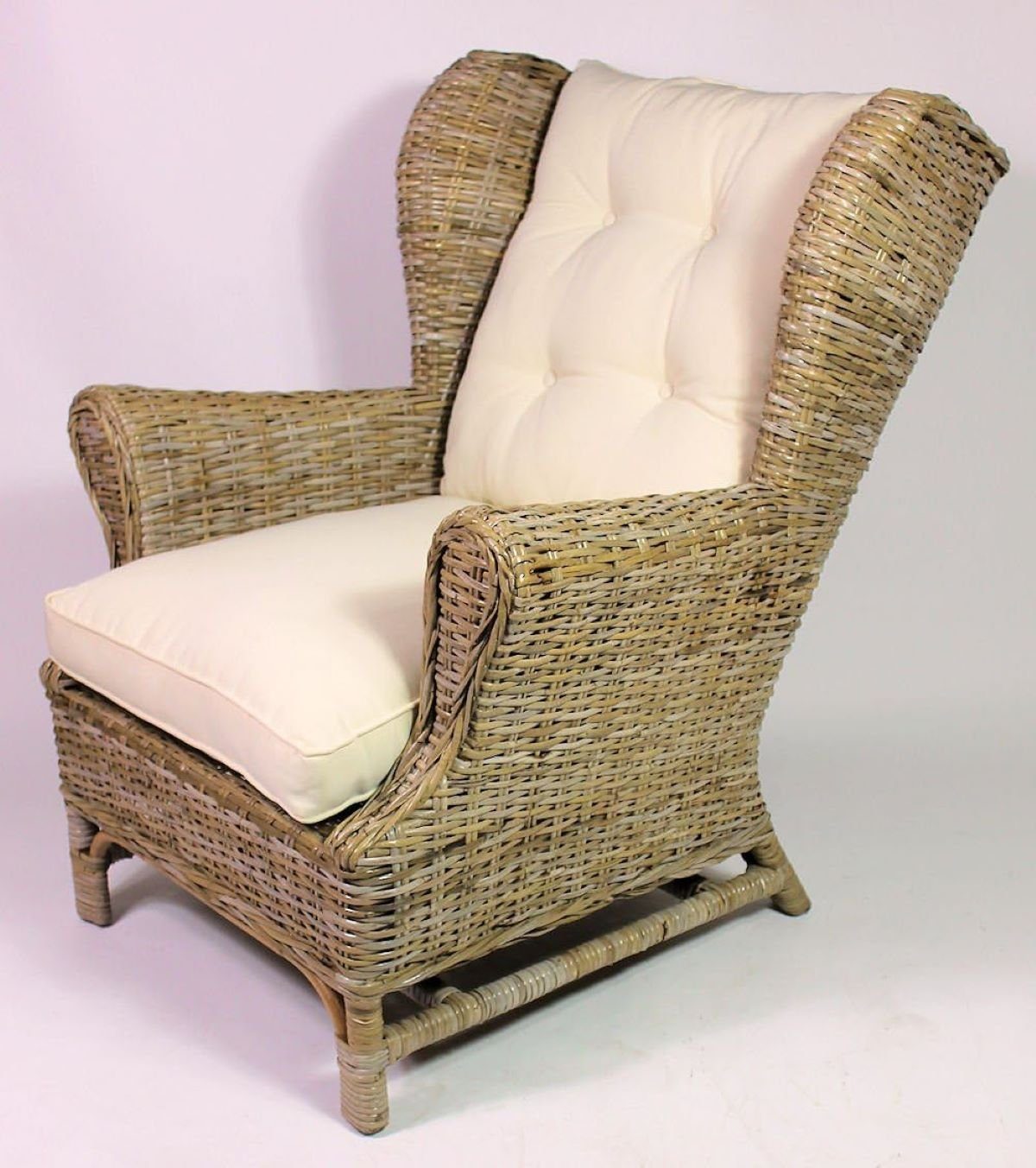 Rattani Rattanstuhl Rattansessel Rattan Ohrensessel King Chair grau