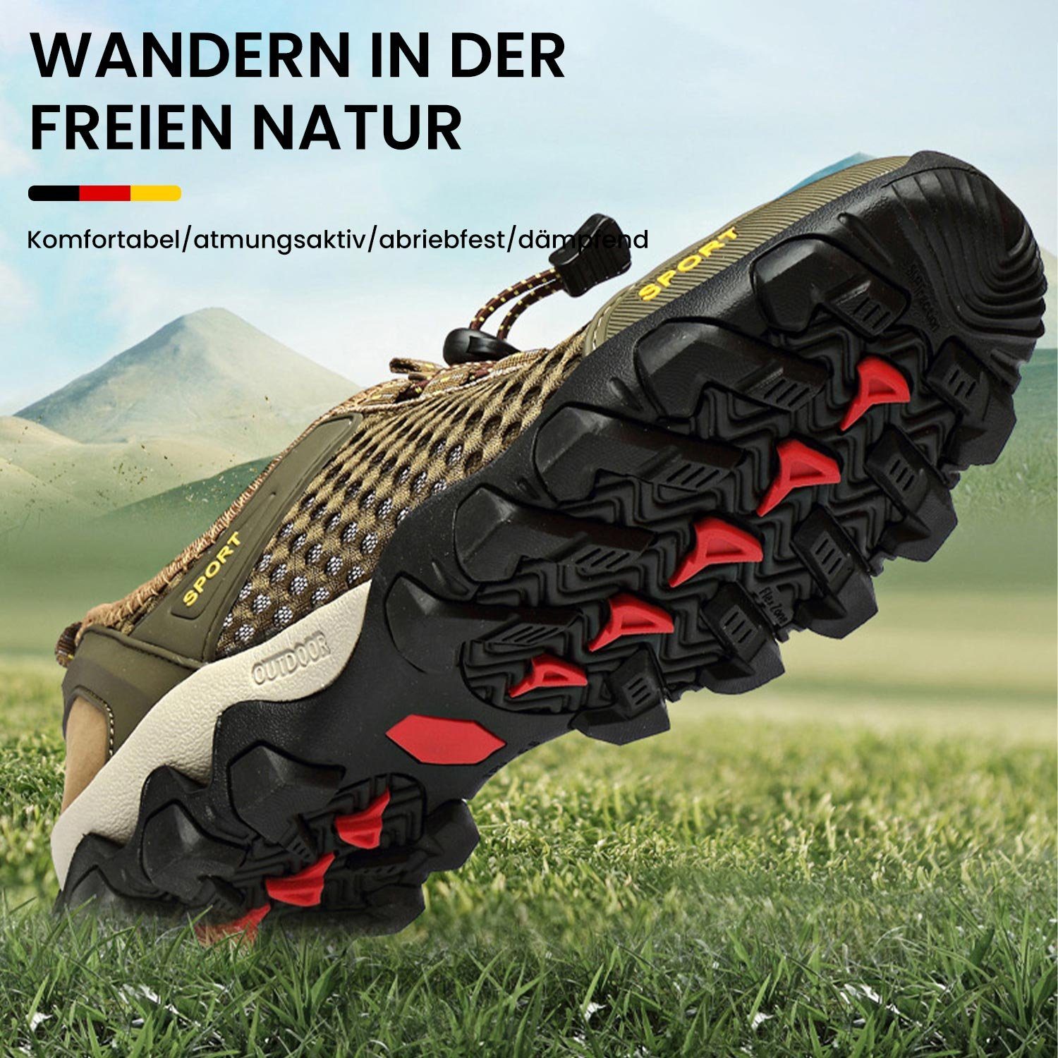 MAGICSHE Outdoor Mesh-Sportschuhe Wanderschuh Trail-Stiefel, Rutschfest, Atmungsaktiv