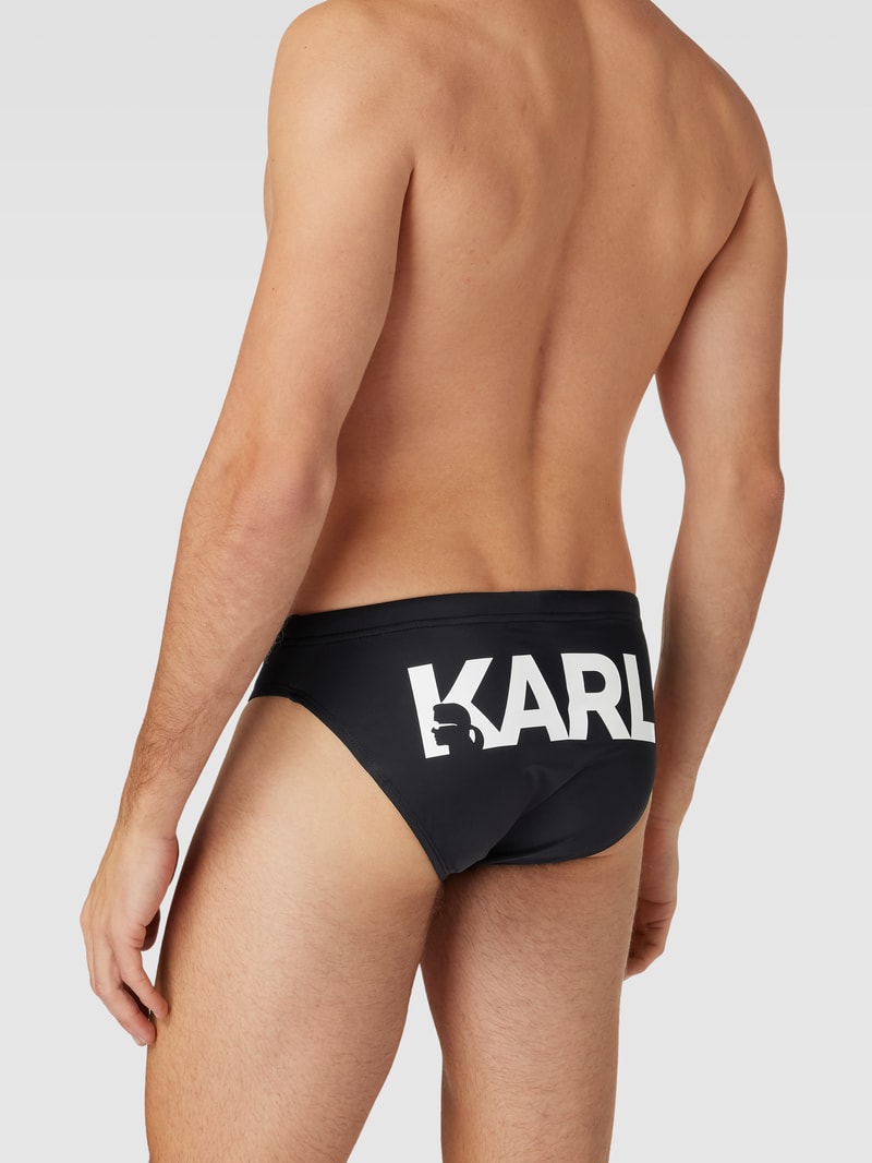 Badehose mit Label-Print in schwarz