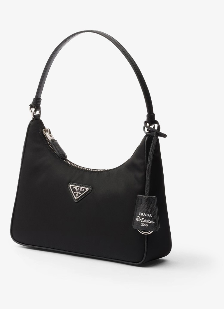 Prada Re-Edition 2005 Re-Nylon Mini -käsilaukku nahkayksityiskohdilla