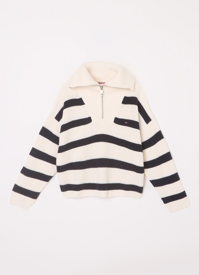 Suéter Tommy Hilfiger de tricô grosso com meio zíper