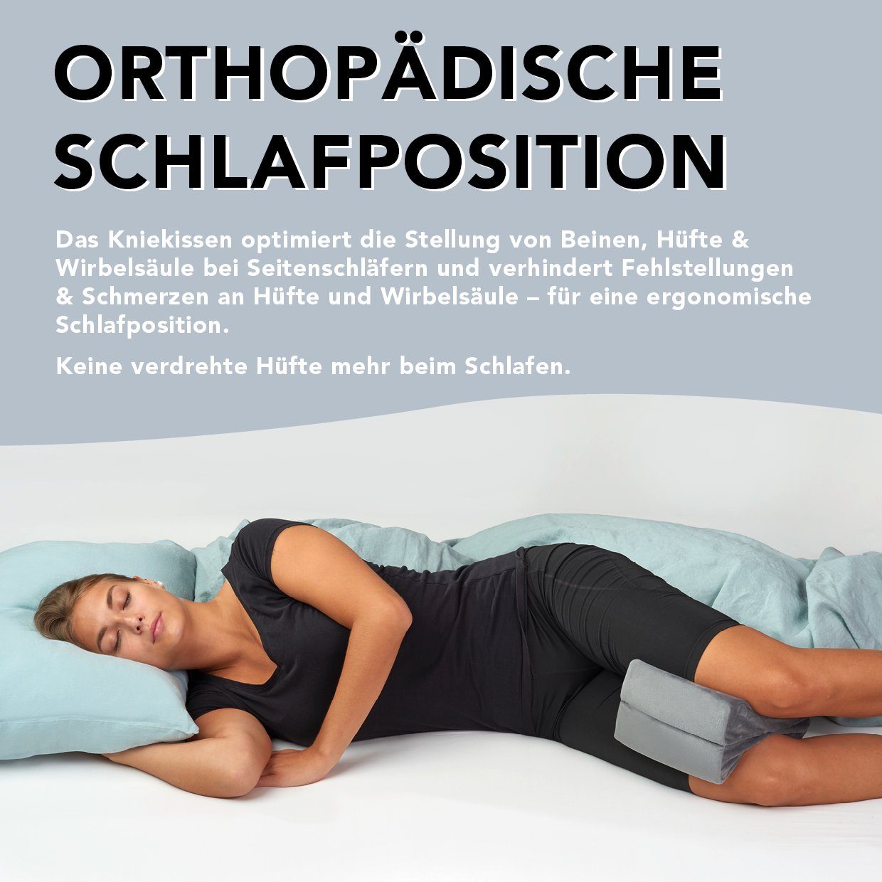 XDREAM Kniekissen ergonomisch geformtes Beinkissen aus Viscoschaum mit Memory-Effekt, (1-St), stützt und entlastet die Beine ideal, super weicher Mikroplüschbezug