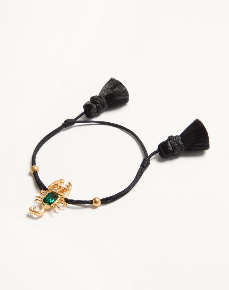 Gardienne armbånd i metal, krystal og reb med kvaster