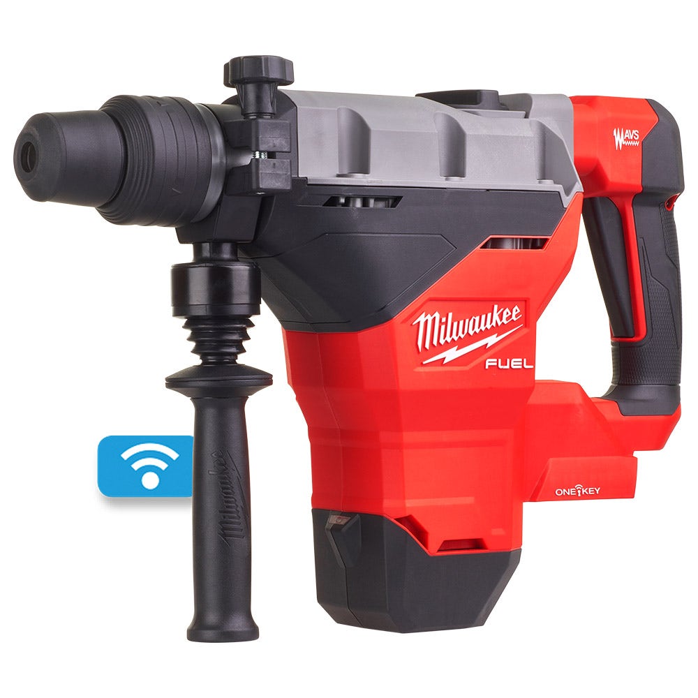 Martelo SDS Max Milwaukee Fuel 18V 44mm sem escovas com uma chave e protetor M18FHM-0
