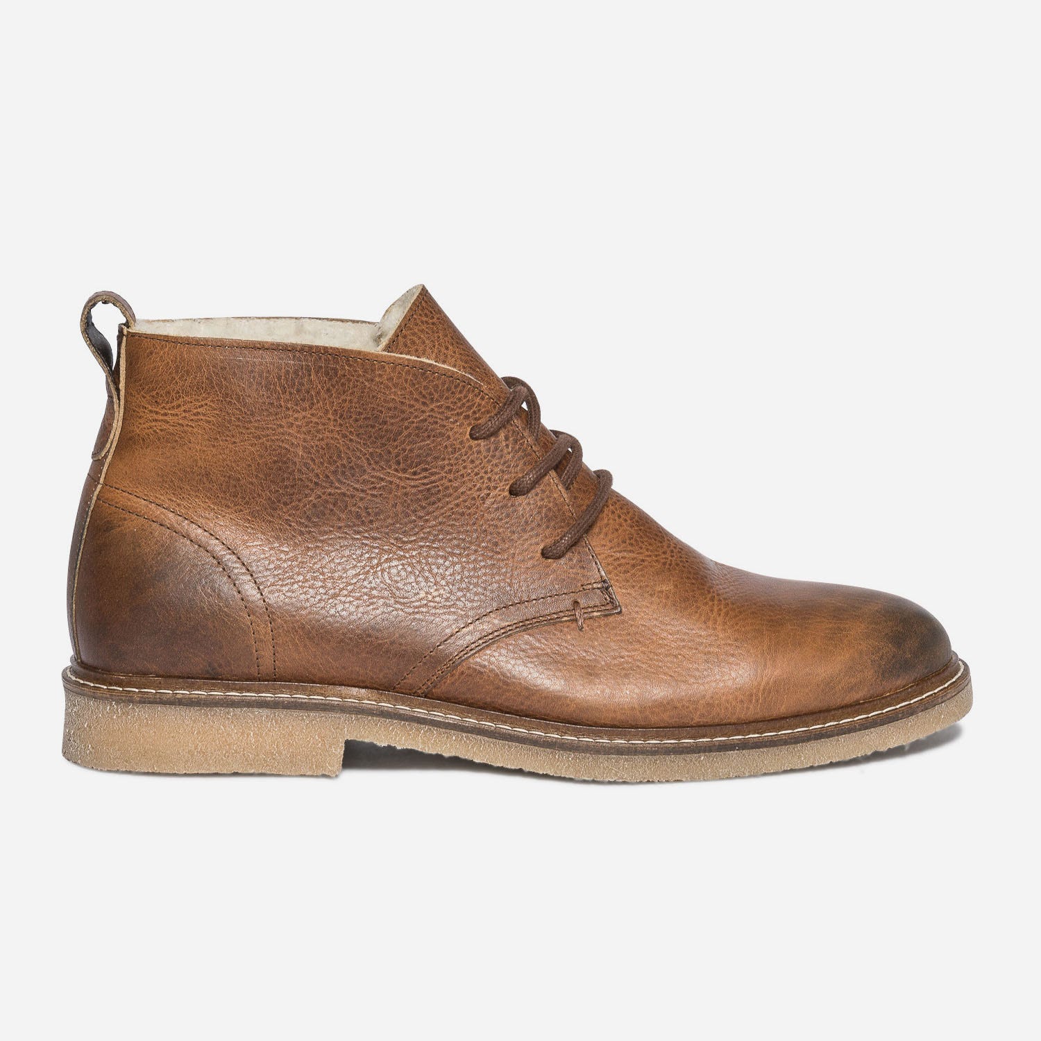 Desert boots fourré camel en cuir
