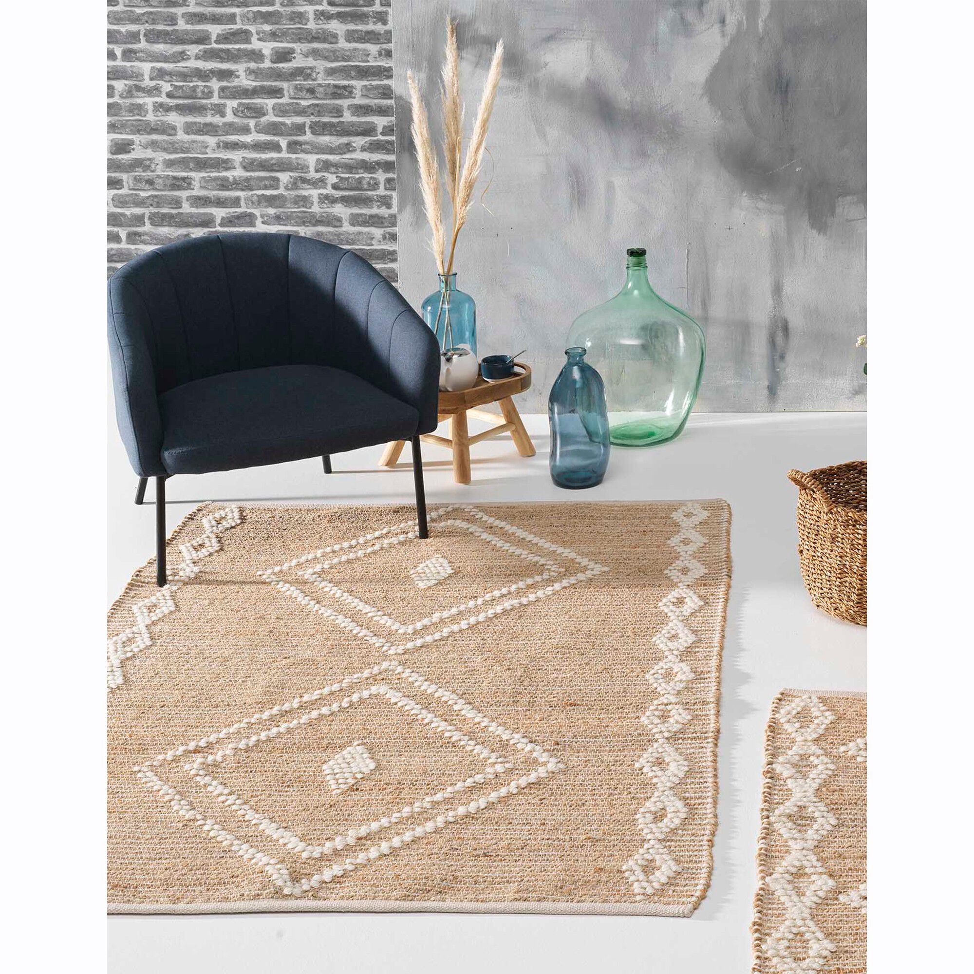 Tapis jute-laine imprimé