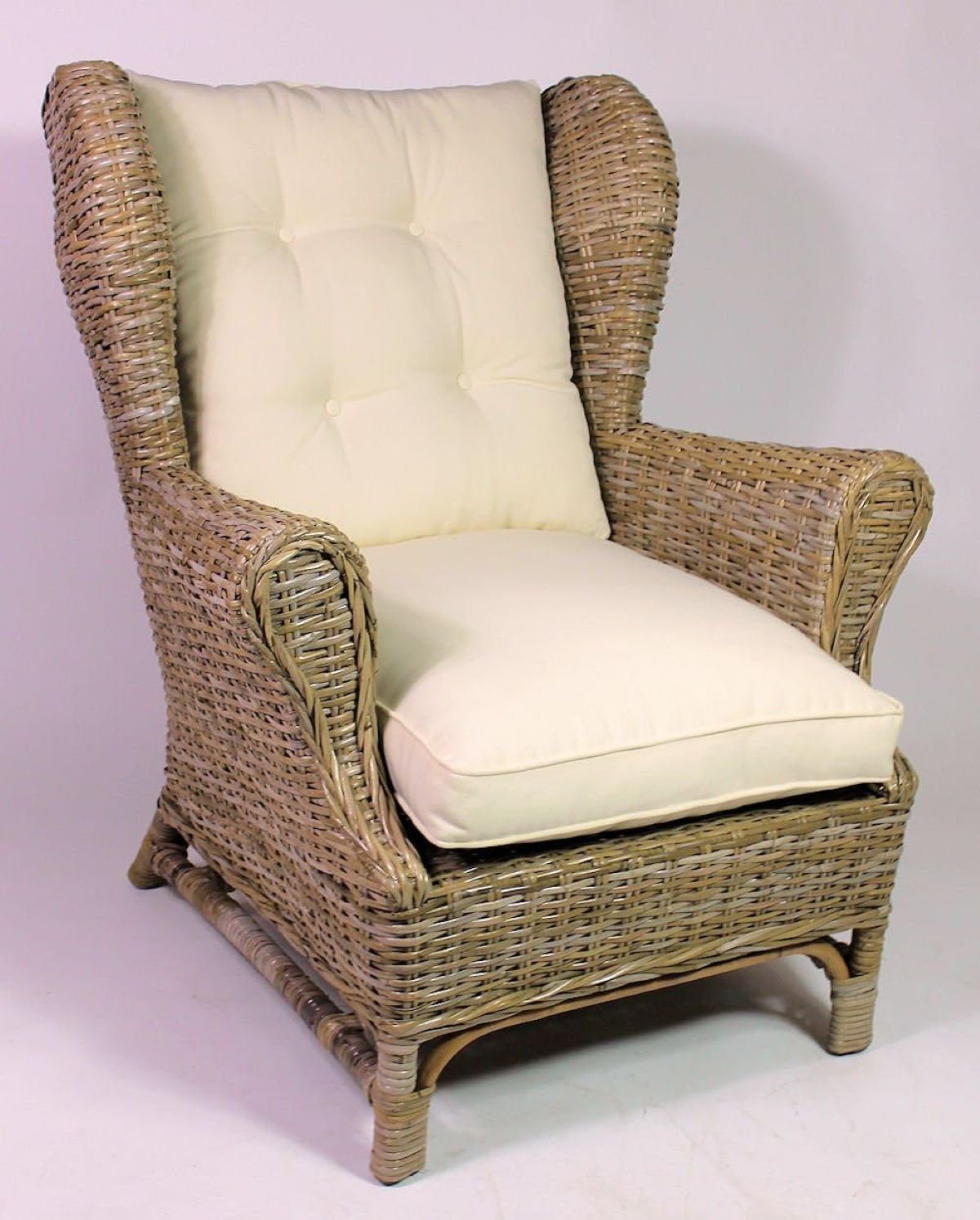 Rattani Rattanstuhl Rattansessel Rattan Ohrensessel King Chair grau