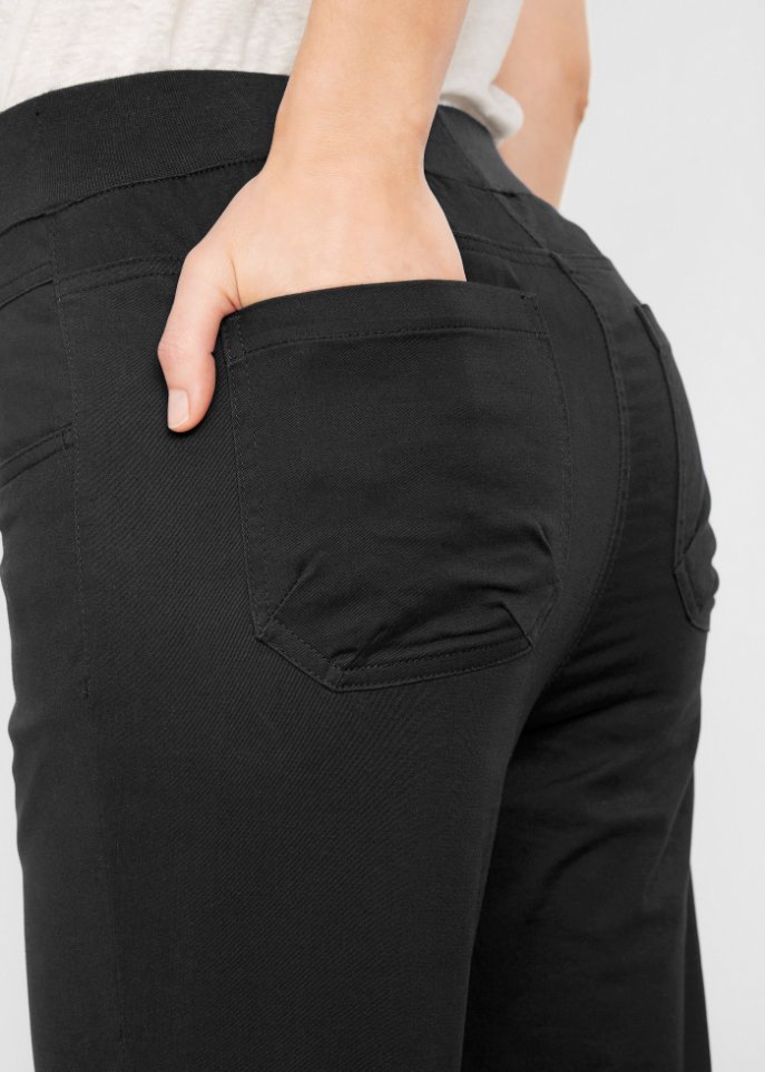Baumwoll-Capri-Hose mit Bequembund und Raffung