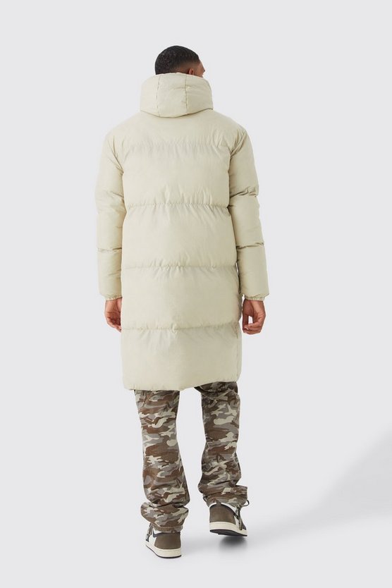 Tall lange Steppjacke mit 4-Taschen und Kapuze