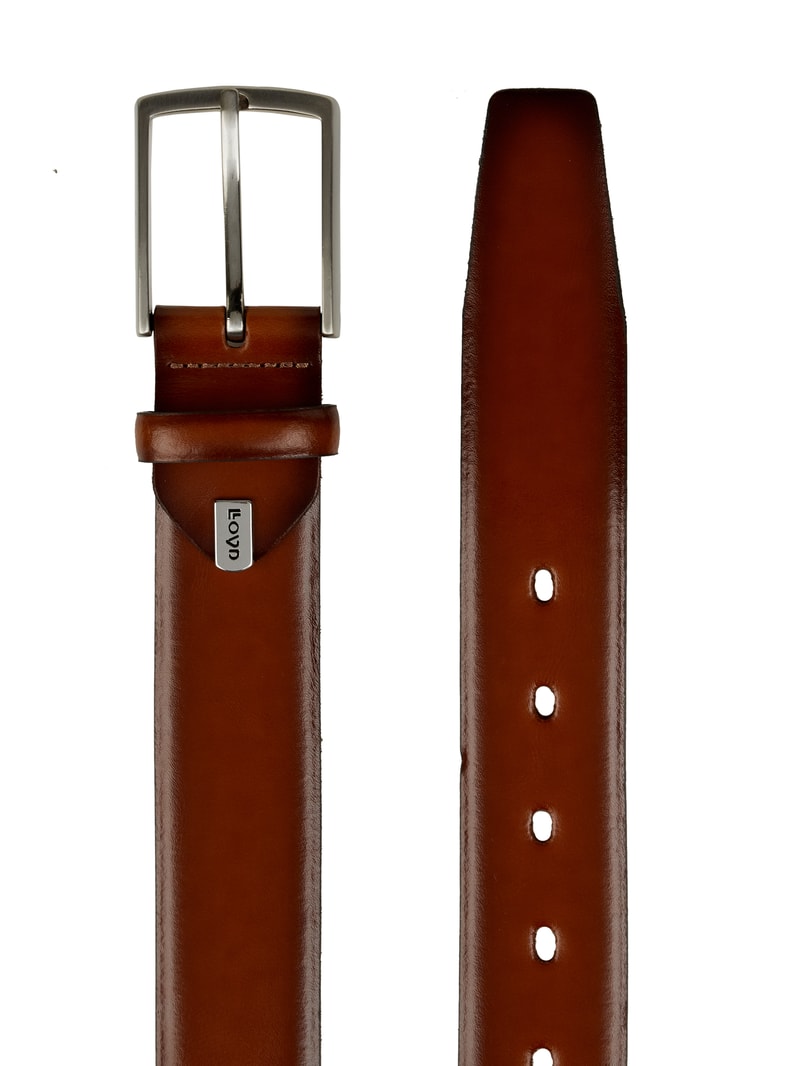 Ledergürtel mit Dornschließe in cognac