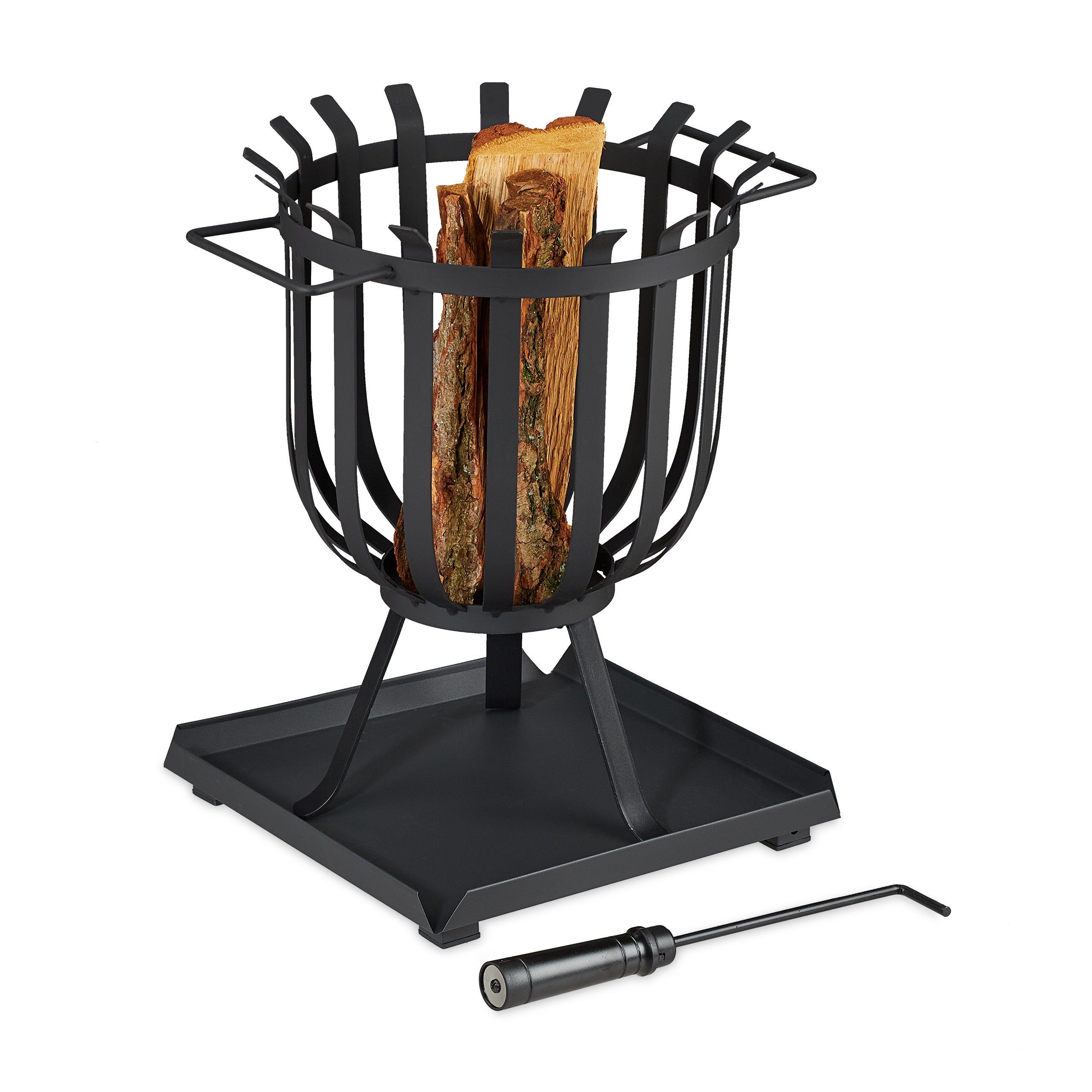 relaxdays Feuerkorb XL Feuerkorb mit Bodenplatte