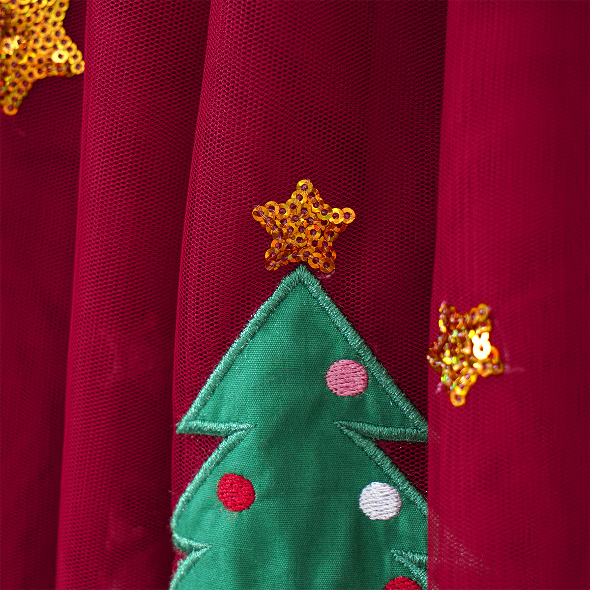 Mädchen Weihnachtsrock mit Motiven rot