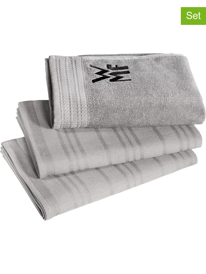 WMF 3tlg. Set: Küchenhandtücher in Grau günstig kaufen onesize