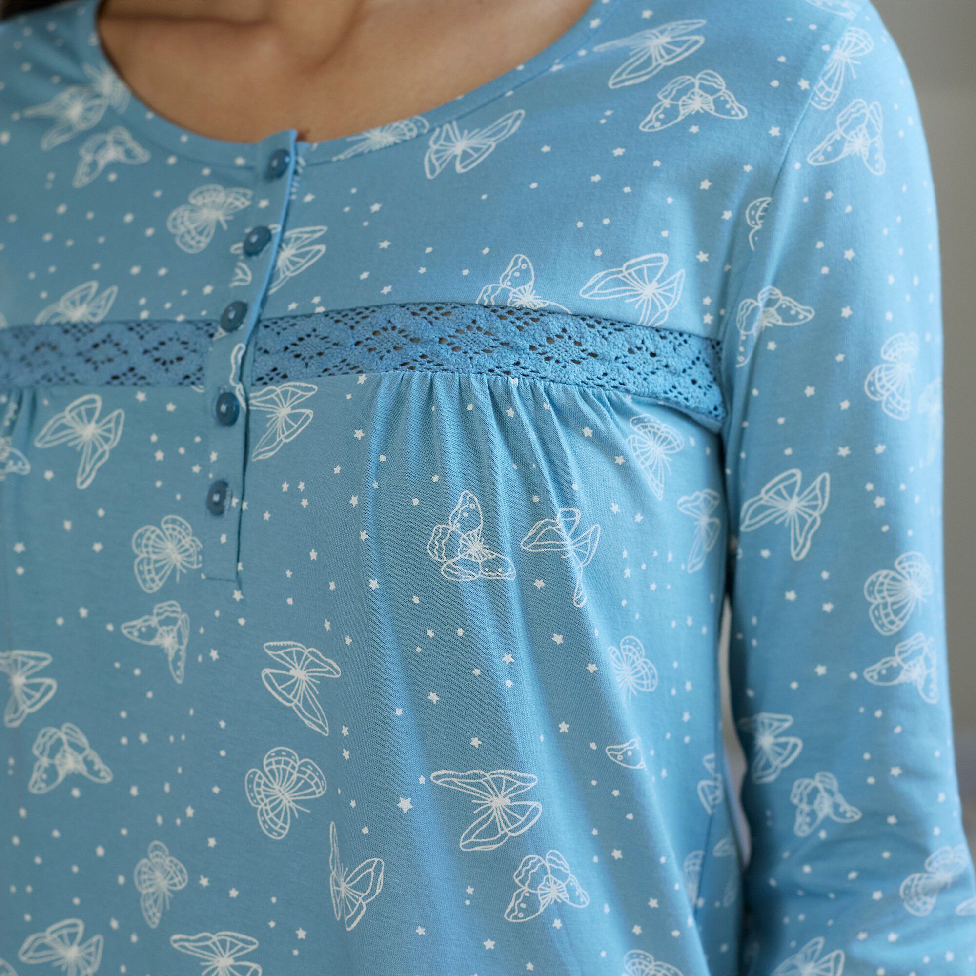 Chemise de nuit longue manches longues imprimée 
