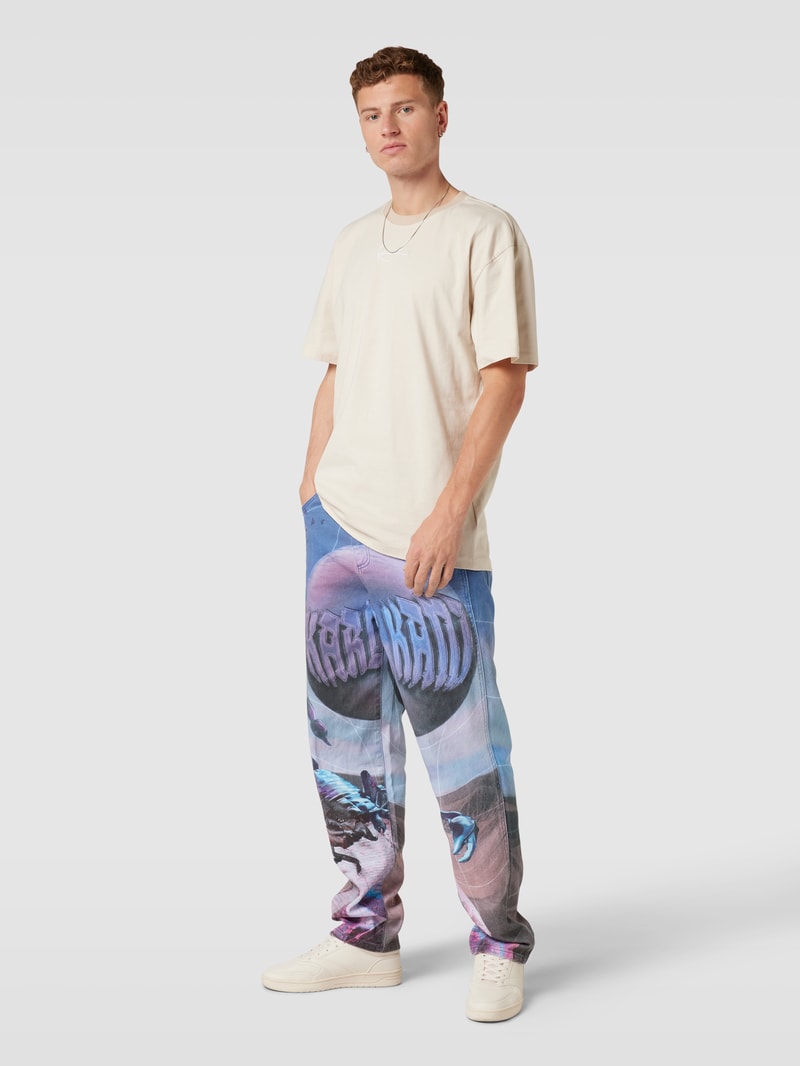 Baggy Fit Jeans mit Motiv-Print Modell 'Metaverse' in blau