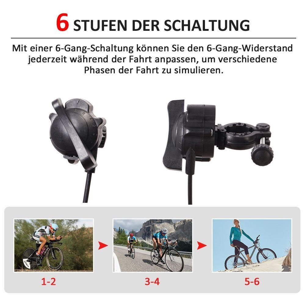 Melko Heimtrainer Heimtrainer Rollentrainer Fahrradtrainer 6 GANG Fahrrad klappbar 150 kg Spinning Indoor Trainingsgerät Fahrradrollentrainer Cycletrainer Schaltung Magnetisch 26 28 Zoll 700C Hometrainer (Stück), 6 Widerstandsstufen