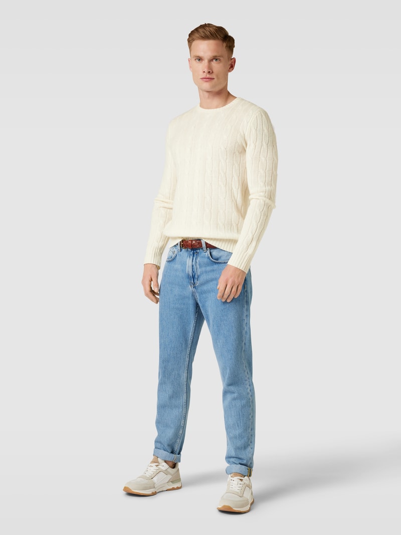 Strickpullover mit Zopfmuster Modell 'CABLE' in ecru