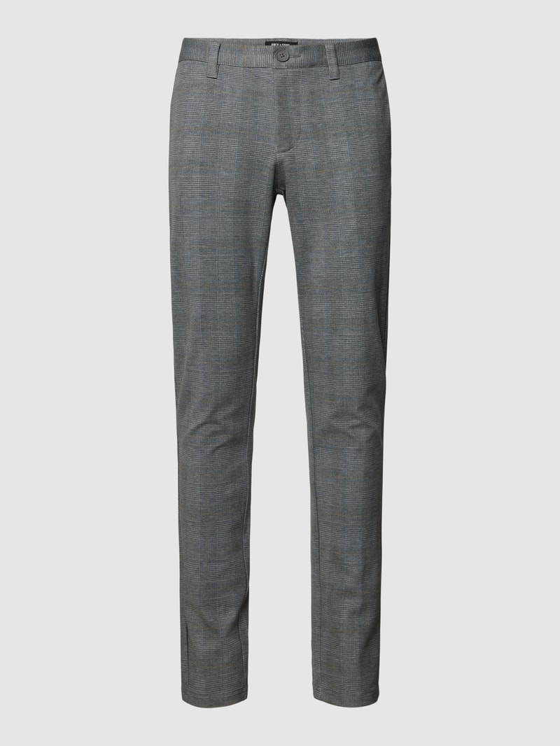 Tapered Fit Hose mit Glencheck-Muster Modell 'MARK' in mittelgrau