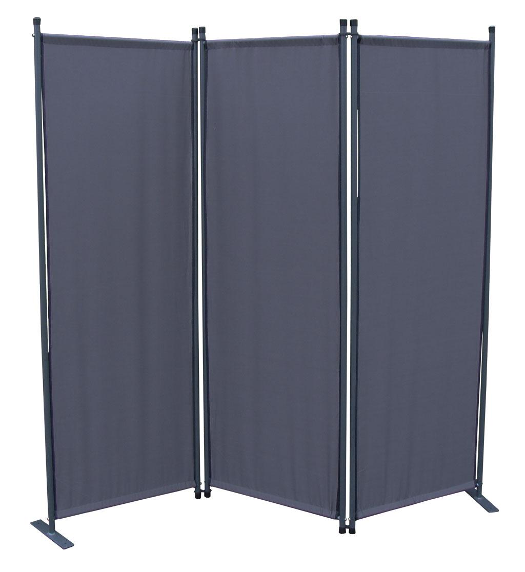 Grasekamp Stellwand 165x170 cm dreiteilig - grau - Paravent Raumteiler Trennwand Sichtschutz