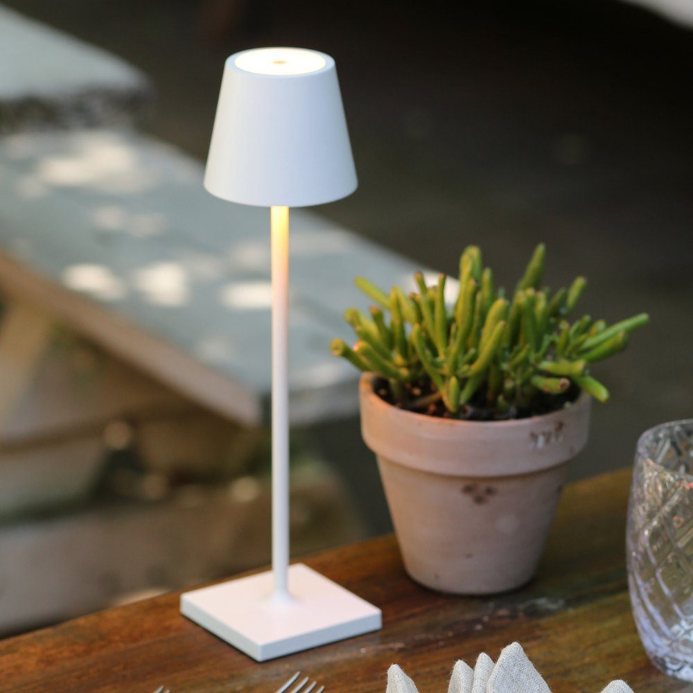 Zafferano LED Tischleuchte LED Akku Tischleuchte Poldina Micro in Weiß 1,8W 142lm IP65, keine Angabe, Leuchtmittel enthalten: Ja, fest verbaut, LED, warmweiss, Tischleuchte, Nachttischlampe, Tischlampe