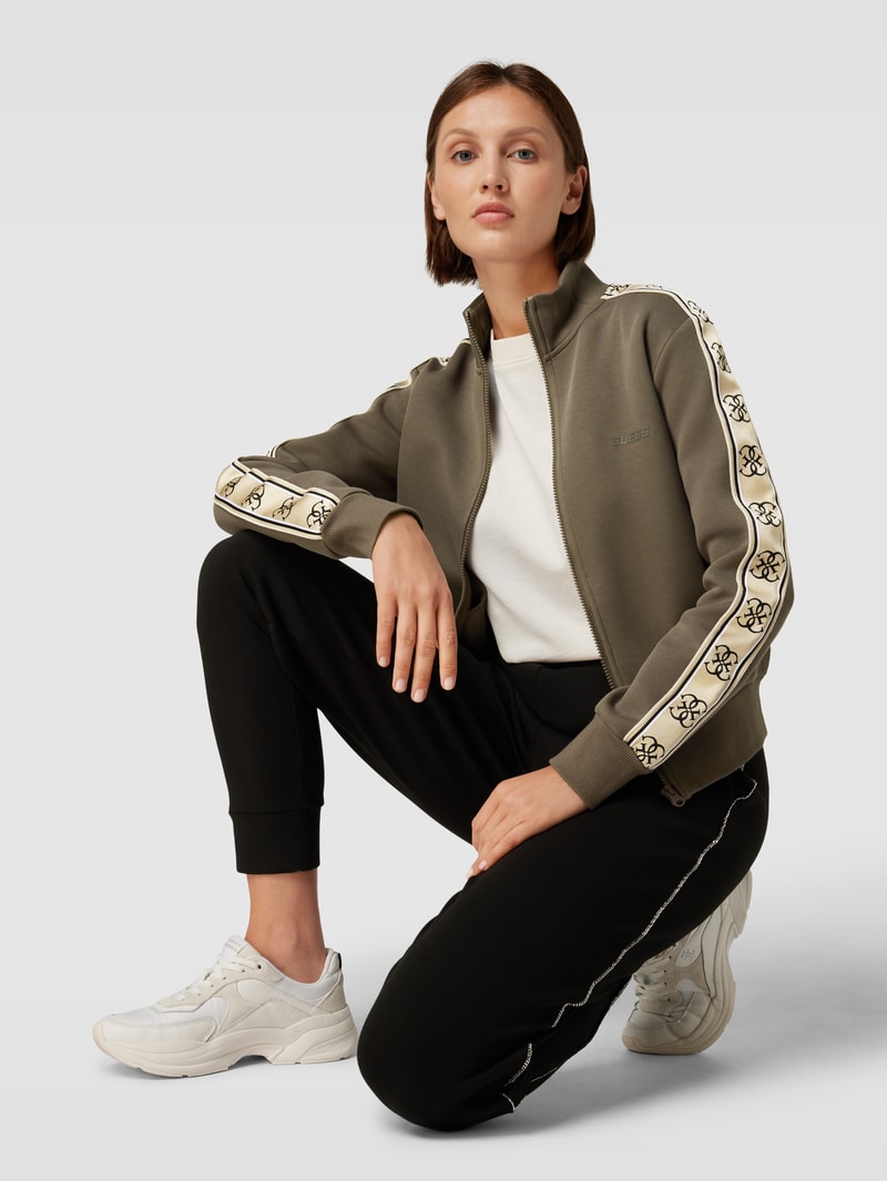Sweatjacke mit Galonstreifen Modell 'BRITNEY' in schlamm