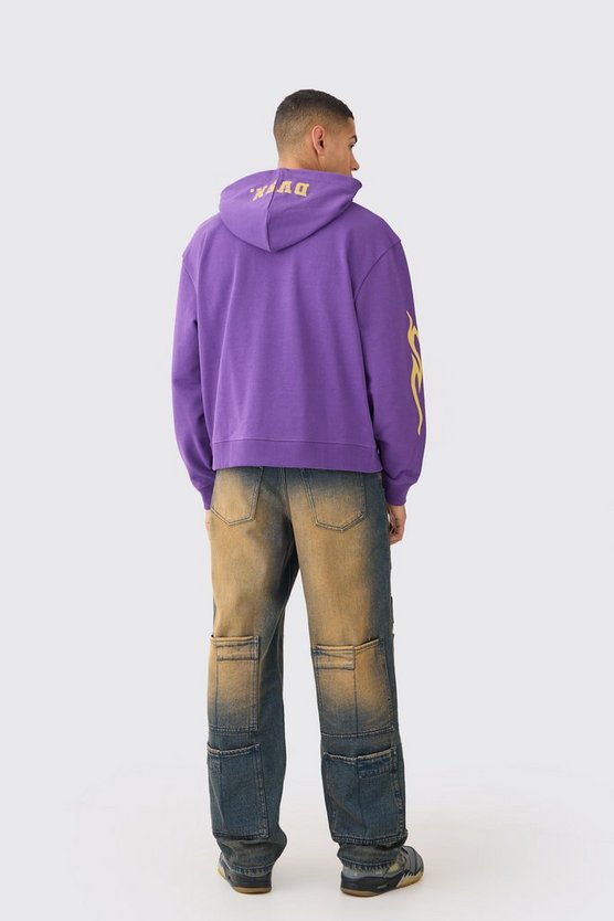 Kastiger Oversize Worldwide Hoodie im College-Stil