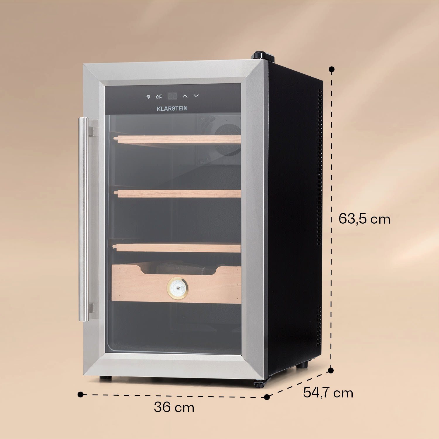 Klarstein Humidor HEA-Presidente50-SS, Humidor Zigarre Humidor Befeuchter elektrisch Humidor Schrank