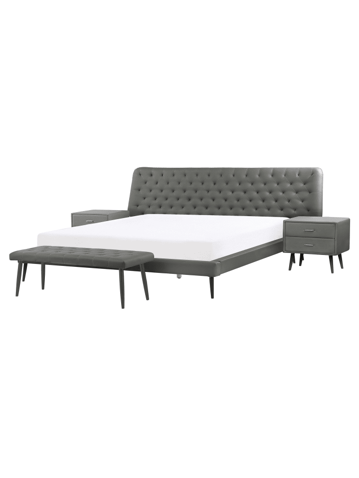 Beliani 4-tlg Schlafzimmer Set ESSONNE in Grau günstig kaufen onesize
