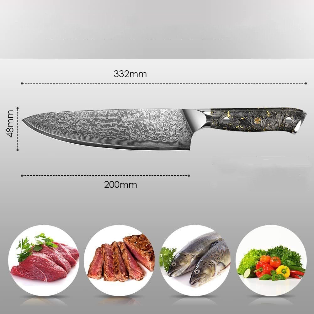 KingLux Damastmesser Kochmesser Chefmesser VG10 Damaskus Stahl Küchenmesser