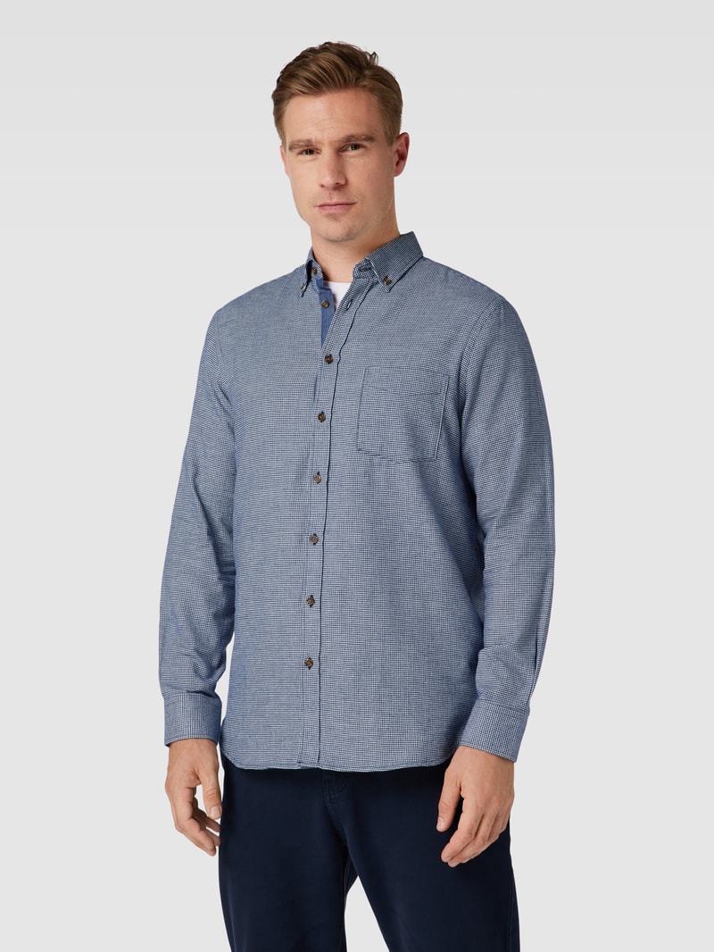 Flanellhemd mit Button-Down-Kragen in marineblau