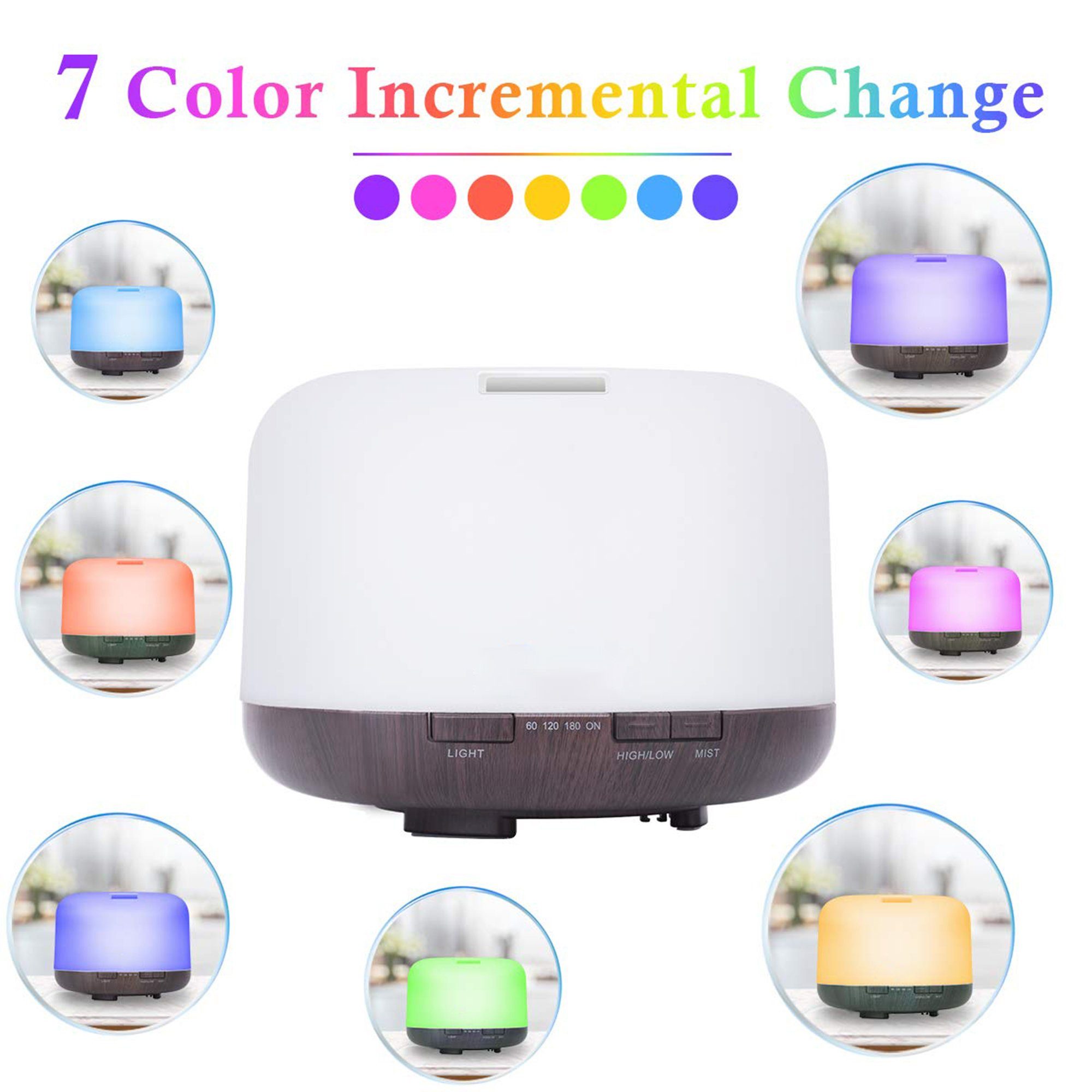 Tisoutec Luftbefeuchter Aroma Diffuser, Diffuser Luftbefeuchter,Ultraschall Aromatherapie, 500,00 l Wassertank, Diffuser für Ätherische Öle-Raumbefeuchter Aromatherapie Öle Duftlampe