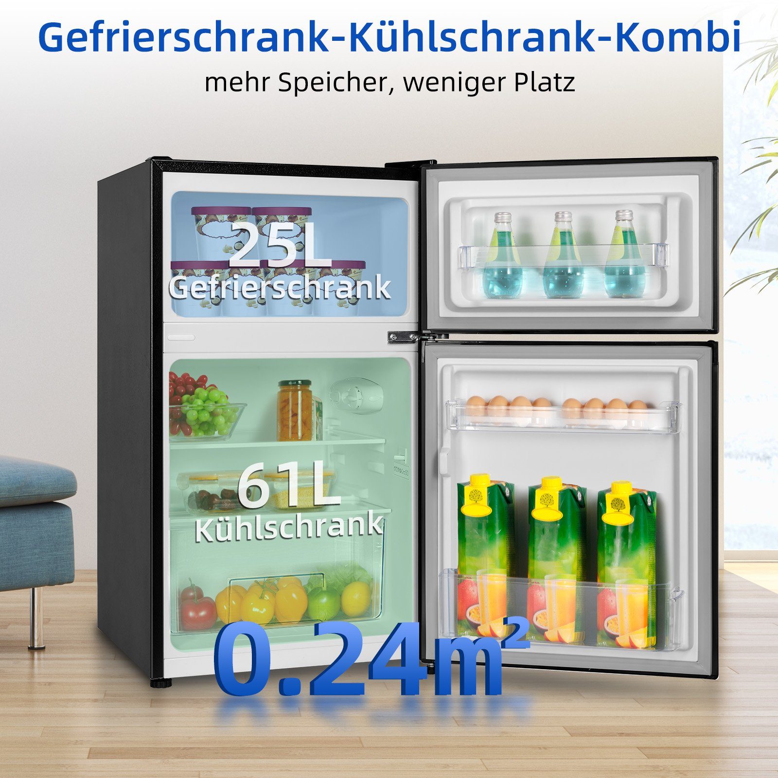 CHiQ Kühl-/Gefrierkombination FTM86L4E, 85 cm hoch, 47 cm breit, 86l,12 Jahre Garantie auf den Kompressor