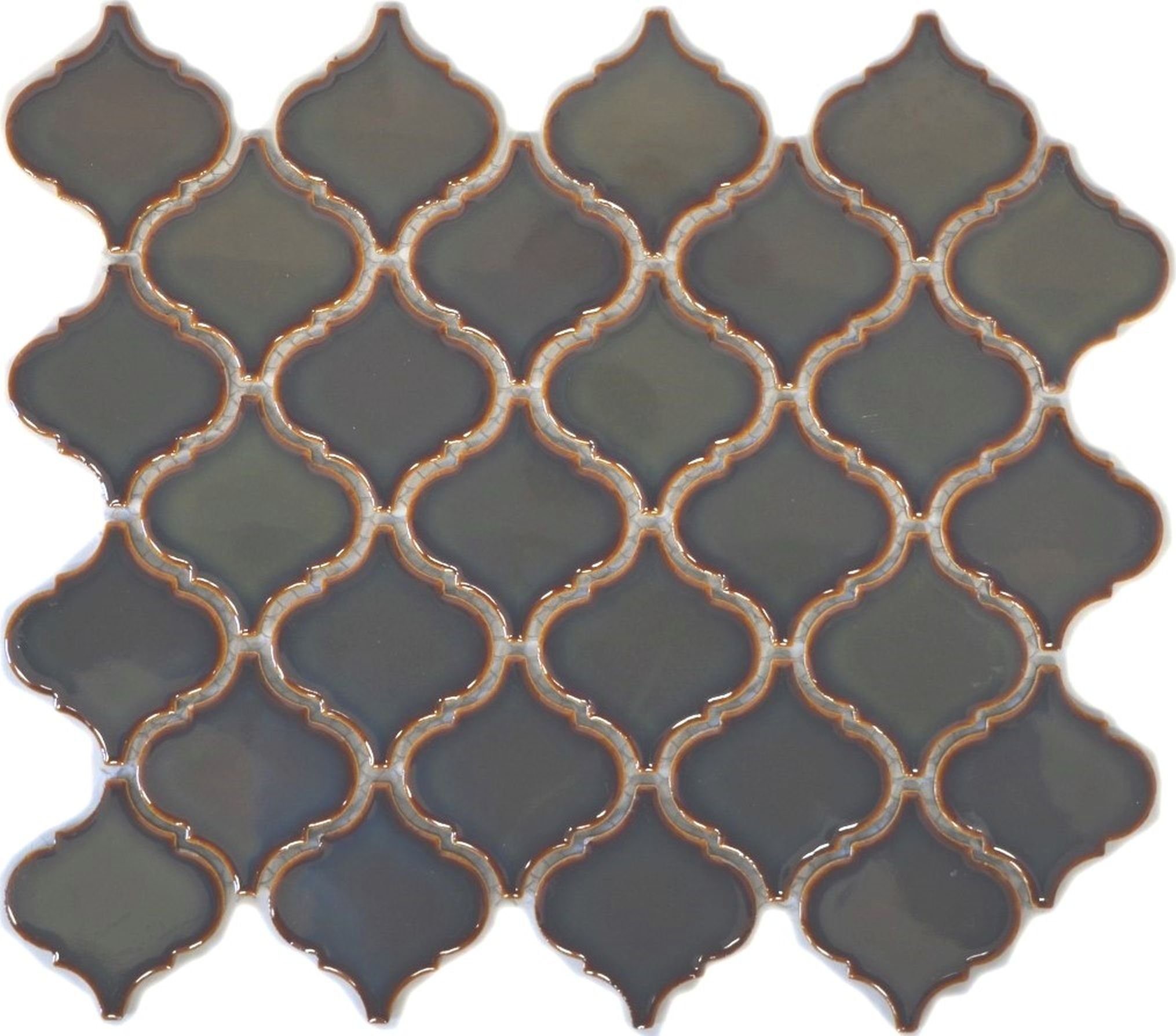 Mosani Mosaikfliesen Florentiner Retro Vintage Mosaik Fliese altgrün glänzend Bad Küche WC