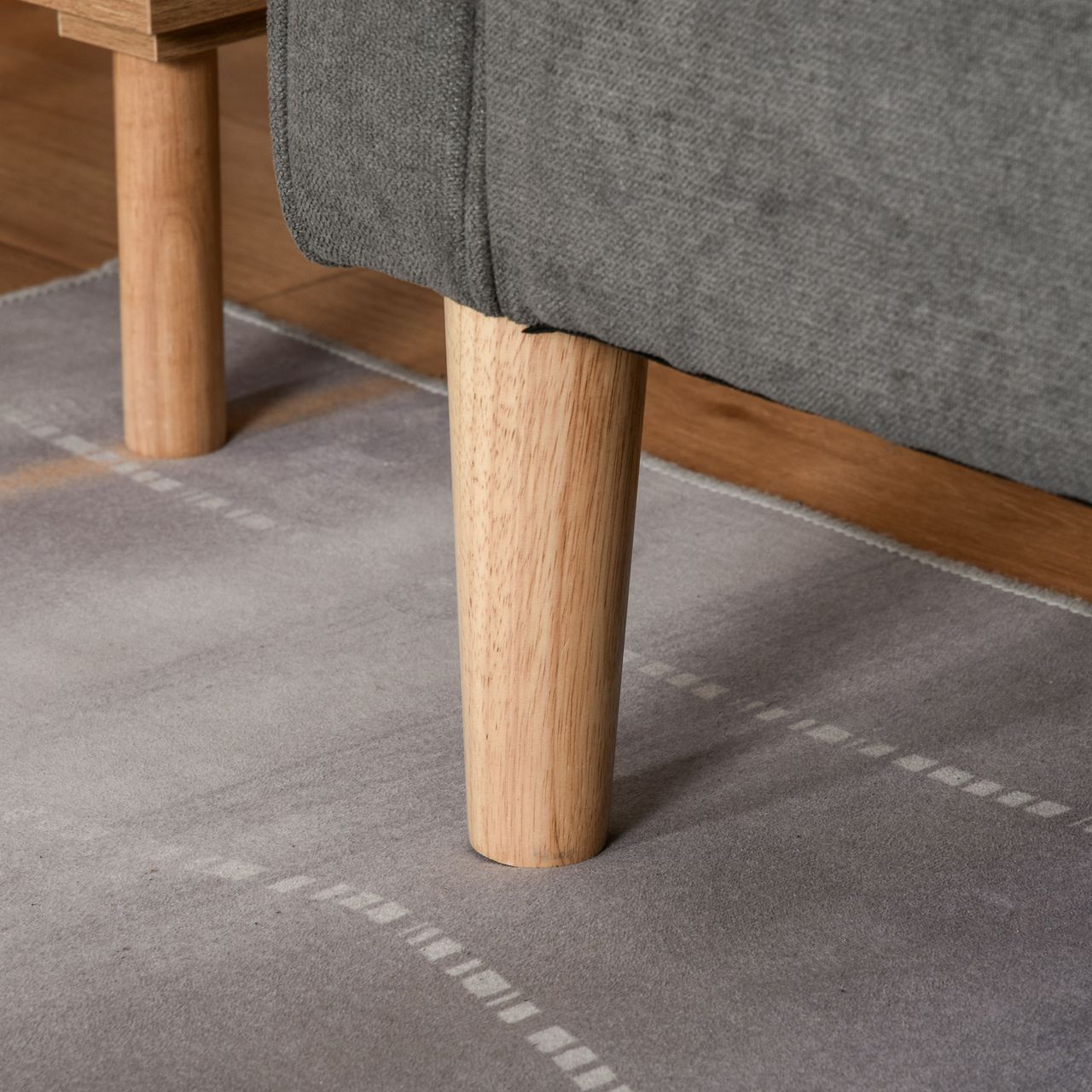 HOMCOM 3-Sitzer Sofa Stoffsofa Doppelsofa abnehmbar mit Kissen Gummiholz Baumwoll Grau 166,5 x 62 x 82 cm