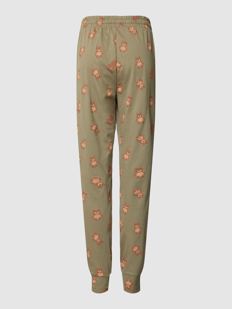 Pyjama-Hose mit Allover-Print in khaki