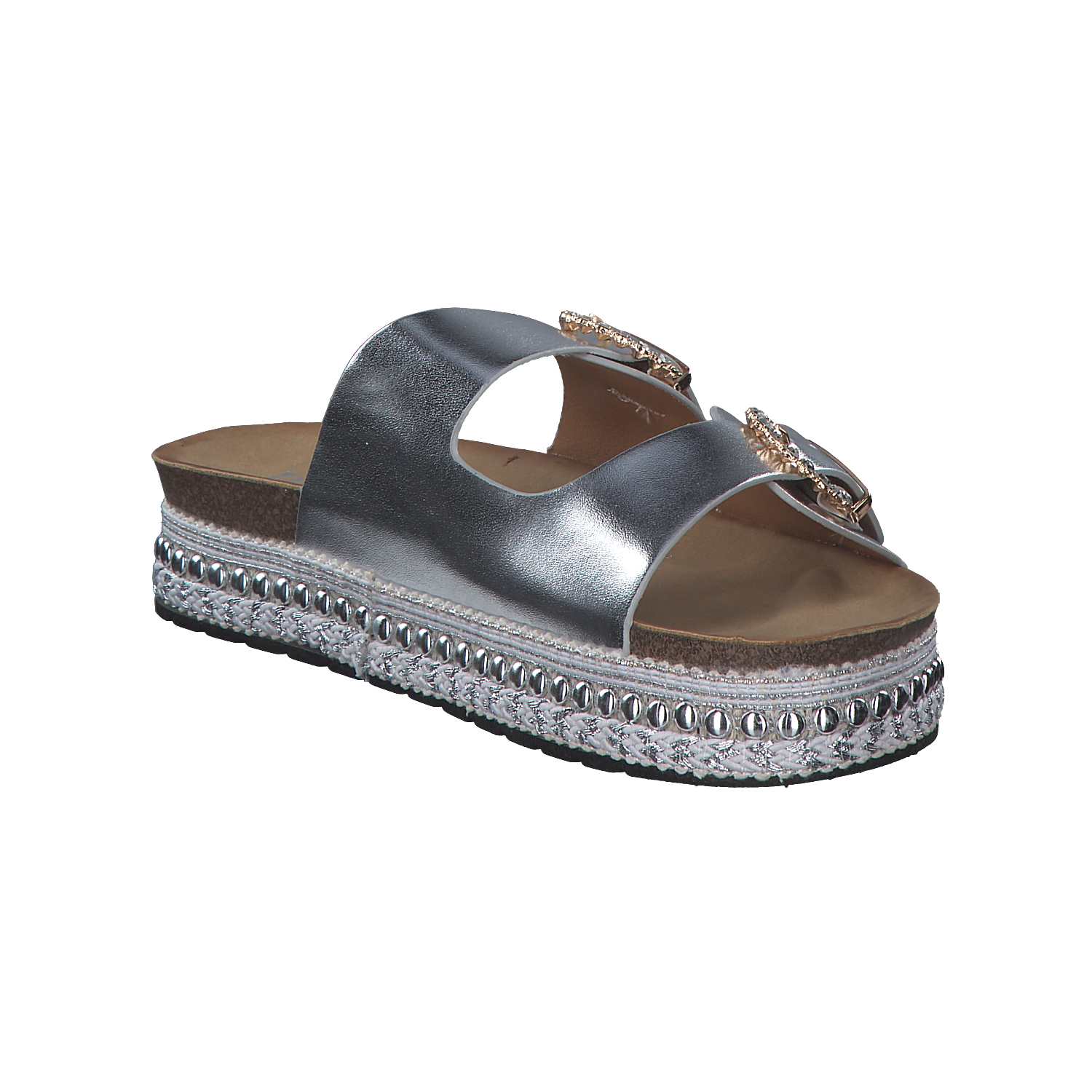 Palado Chag by Sila Sahin, Plateau-Pantoletten, Damen, Silber Metallic